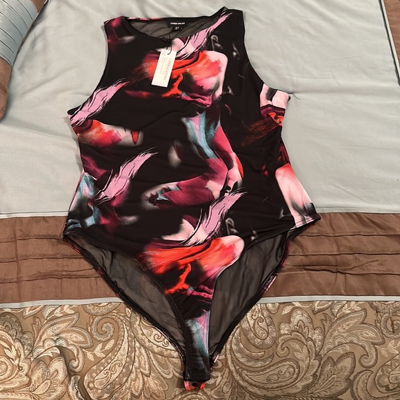 NWT Karen Millen High Neck Draped Jersey Bodysuit in Purple - Picture 4 of 8